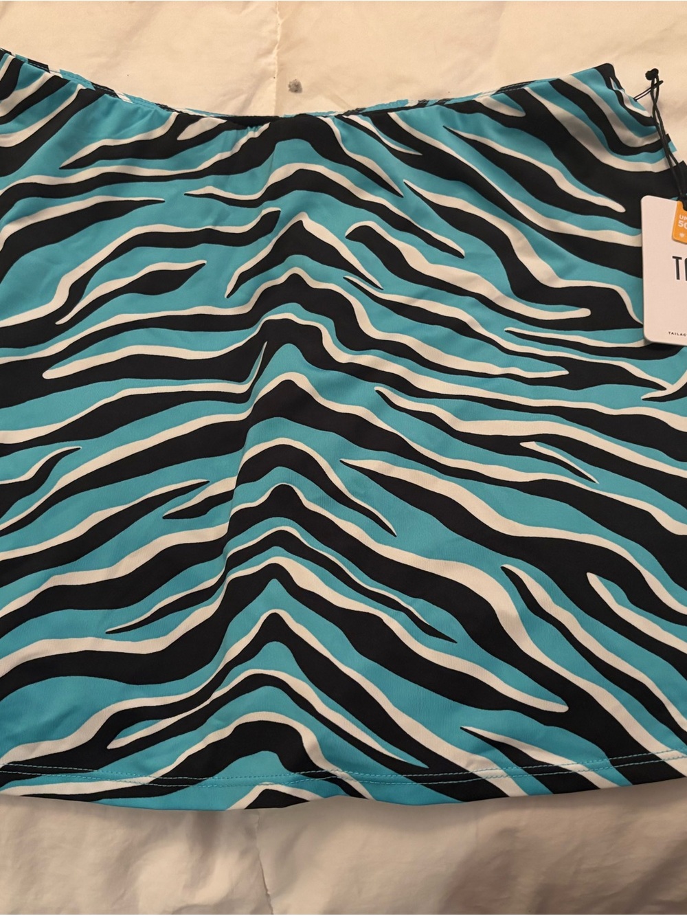 Tail Turquoise Black and White Zebra-Stripe Mini Skirt